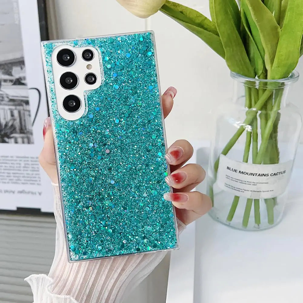 MUYEFW Case for Samsung Galaxy S23 Case 6.1Glitter Bling for Women Girls Sparkle Cover Cute Protective Phone Cases (Green)